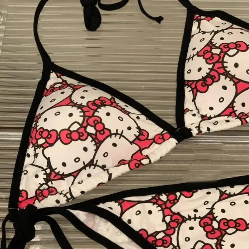 Sanrio Hello Kitty Reggiseni Bikini carino Donna Lingerie sexy Dolce Hot Girls Stampa Pettorina Intimo Personalità Set Nuovo regalo