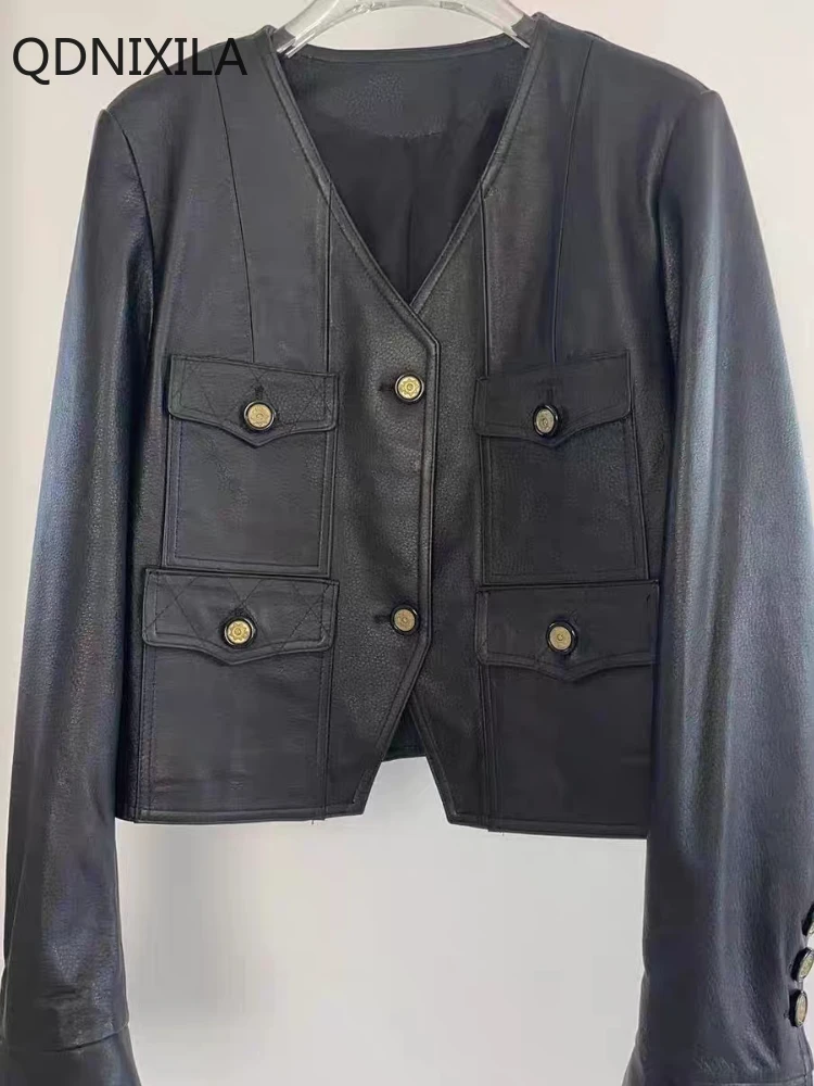 High End Imitation Sheepskin，Women's Leather Jacket，New in Outerwears，Sheepskin Coat，Xiaoxiangfeng，fashion Short Jackets，top