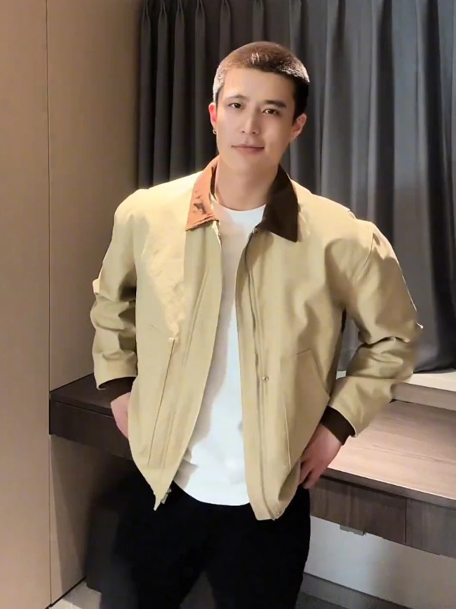 

Мужская бейсбольная куртка с цветным пэчворк-воротником в американском ретро-стиле Детройт, весна-осень