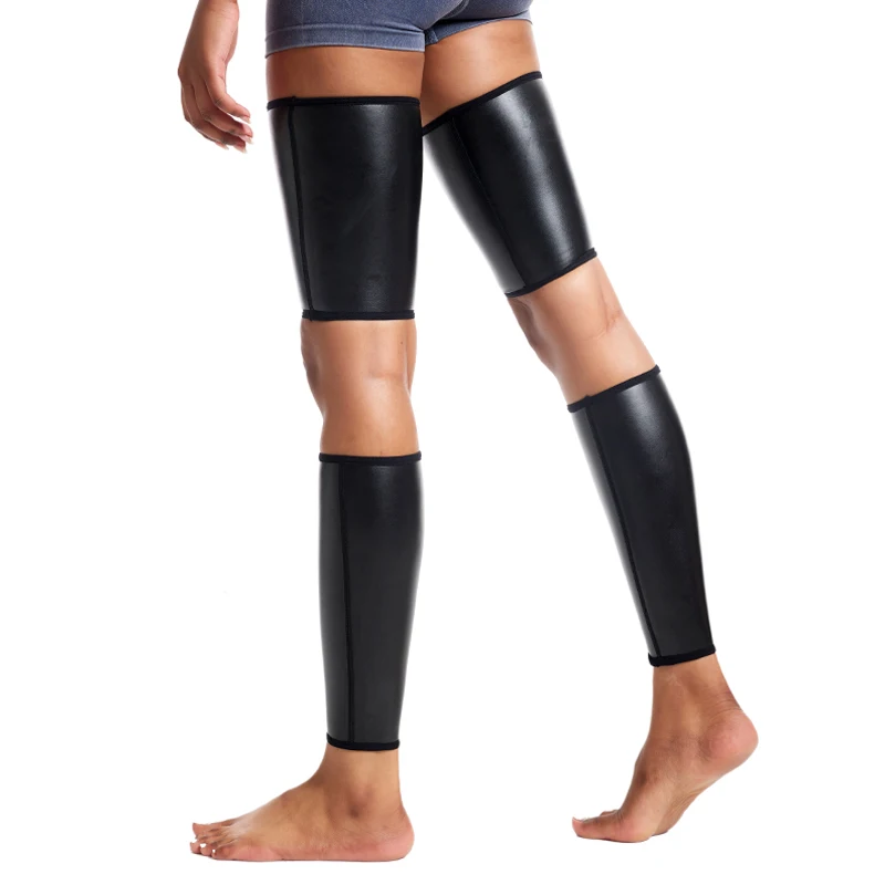 Faux Leather Slim Leg Sleeves Women's Body Shaper Thigh and Hamstring Slimmer Enhancer for Compression Calf Sleeves Shapwear Set