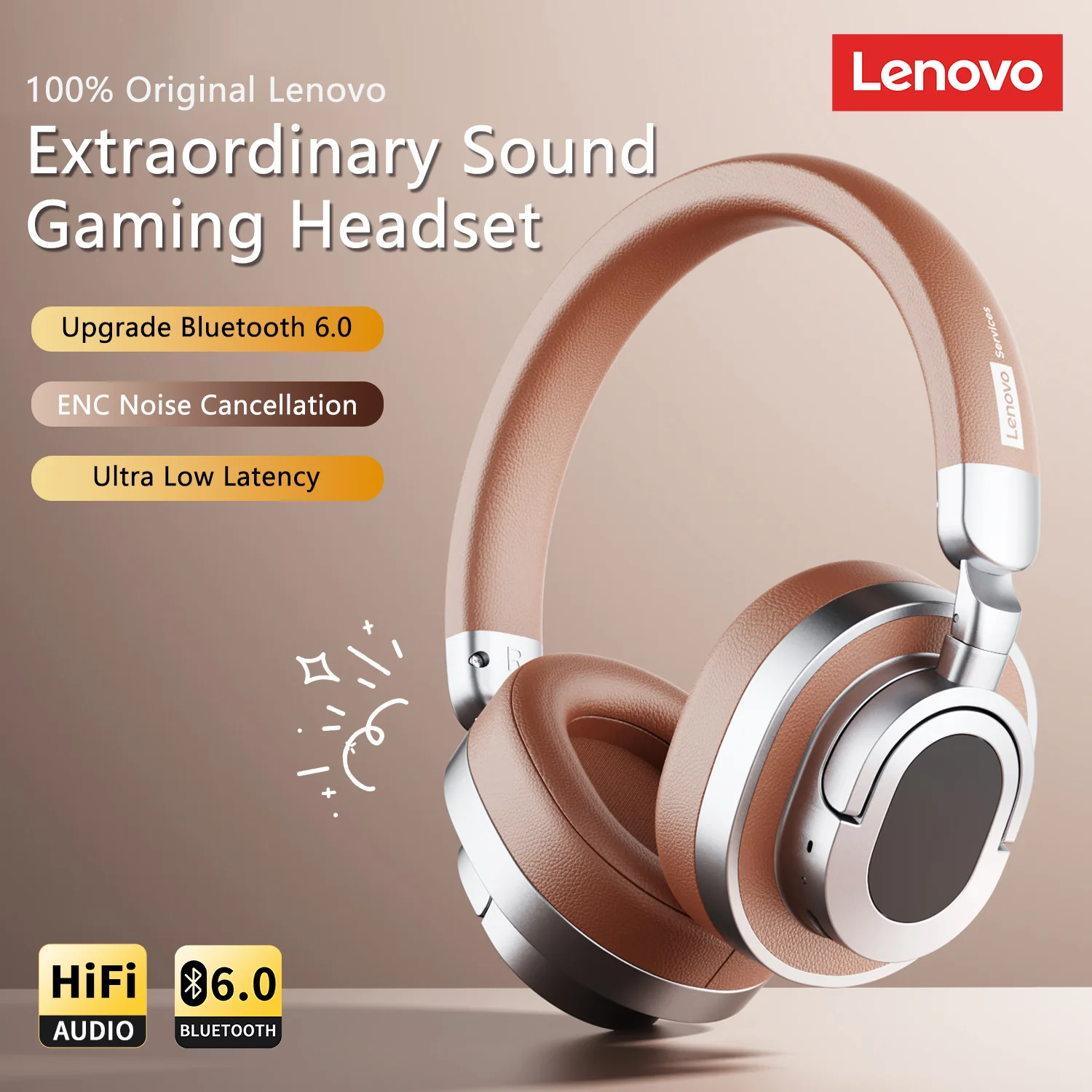 الأصلي لينوفو LE602 سماعة الألعاب اللاسلكية بلوتوث 6.0 إلغاء الضوضاء سماعات الكمون المنخفض HiFi الصوت سماعات الموسيقى