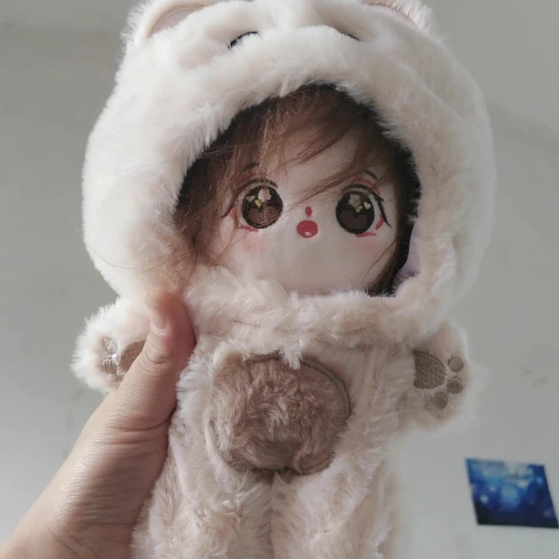 لعبة قطيفة بذلة ملابس دمى سلسلة حيوانات لطيفة بقلنسوة من فراء الأرانب ملابس شتوية دمية قطنية هدية بديلة