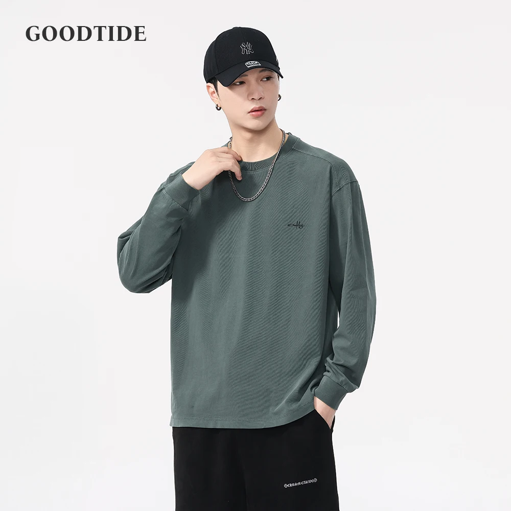

Fashion Men's Classic Retro Long-sleeved T-shirt 2025 Spring And Autumn New Loose Round Neck Casual Letter Print Top Pullover