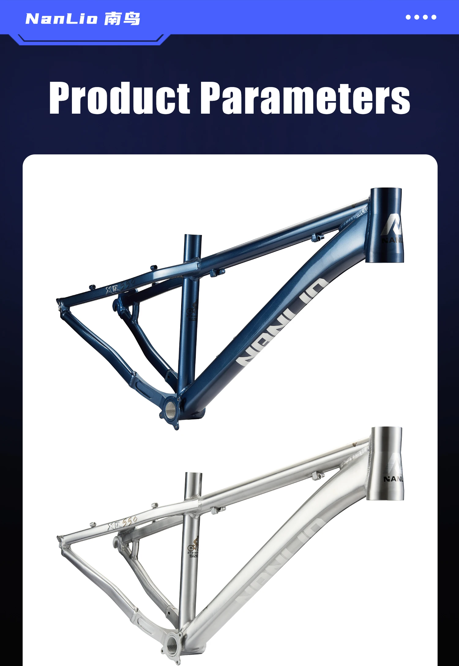 NANLIO XR550 Dirt Jump Bike Rahmen 26 27,5 Zoll Aluminiumlegierung MTB Hardtail Rahmen QR Pump Track 4X mit Sattelstützenklemme – Detail 3