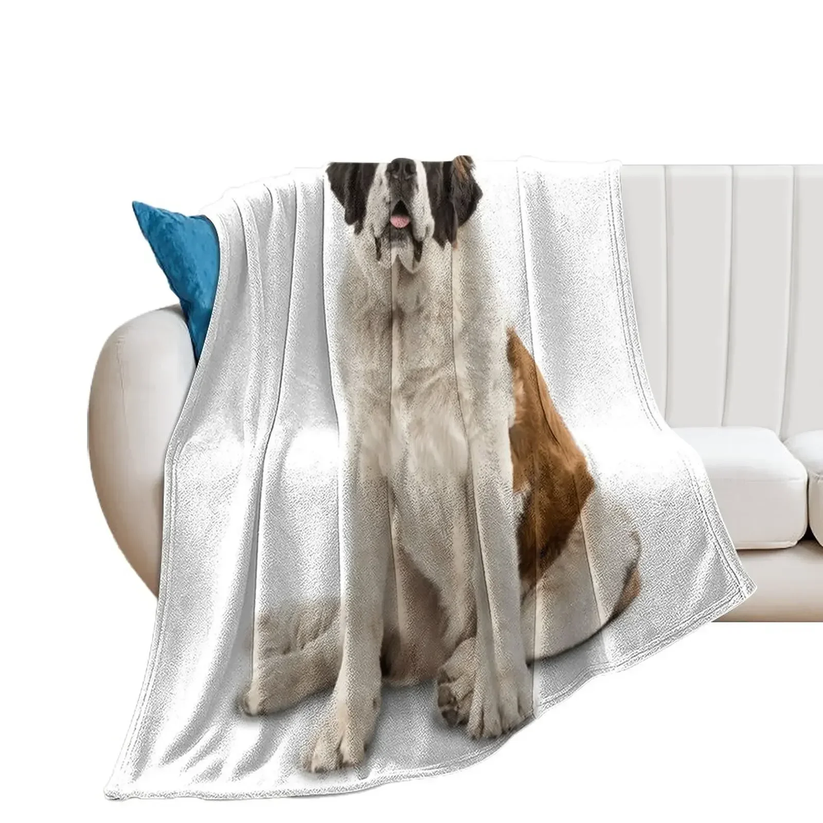 

A Patient St. Bernard Throw Blanket Vintage Flannel Fabric warm winter Blankets