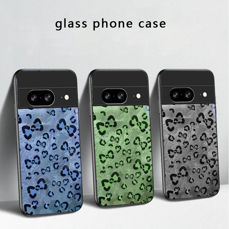 Abstract leopard print For Google Pixel 8 7 9 10 Pixel 10 Pro XL Pixel 9 Pro XL Pixel 8a 7a Pixel 7 Pro Black Glass Phone Case view 4