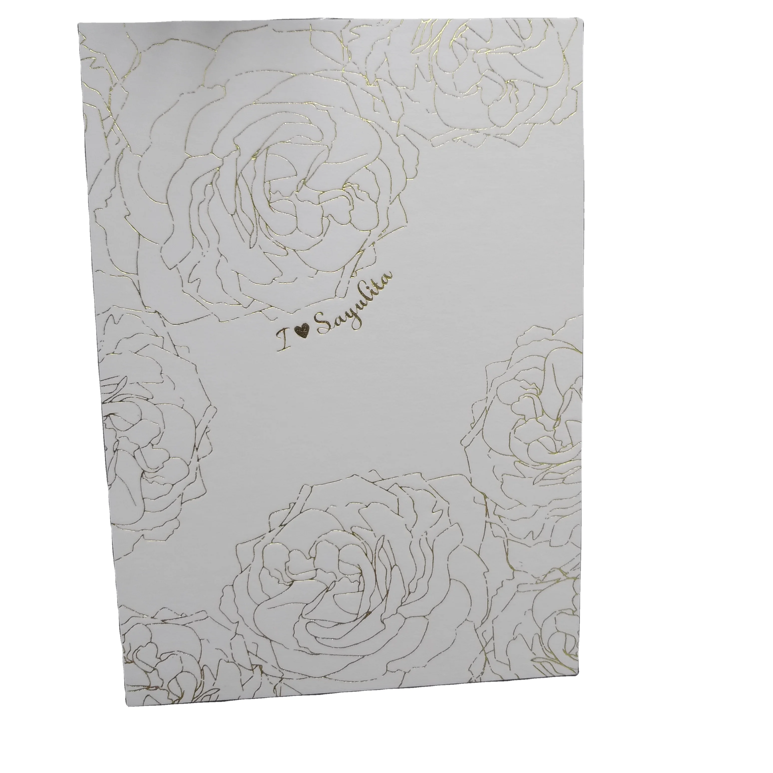 Custom Black greeting card , embossing gold foil stamp thank you card