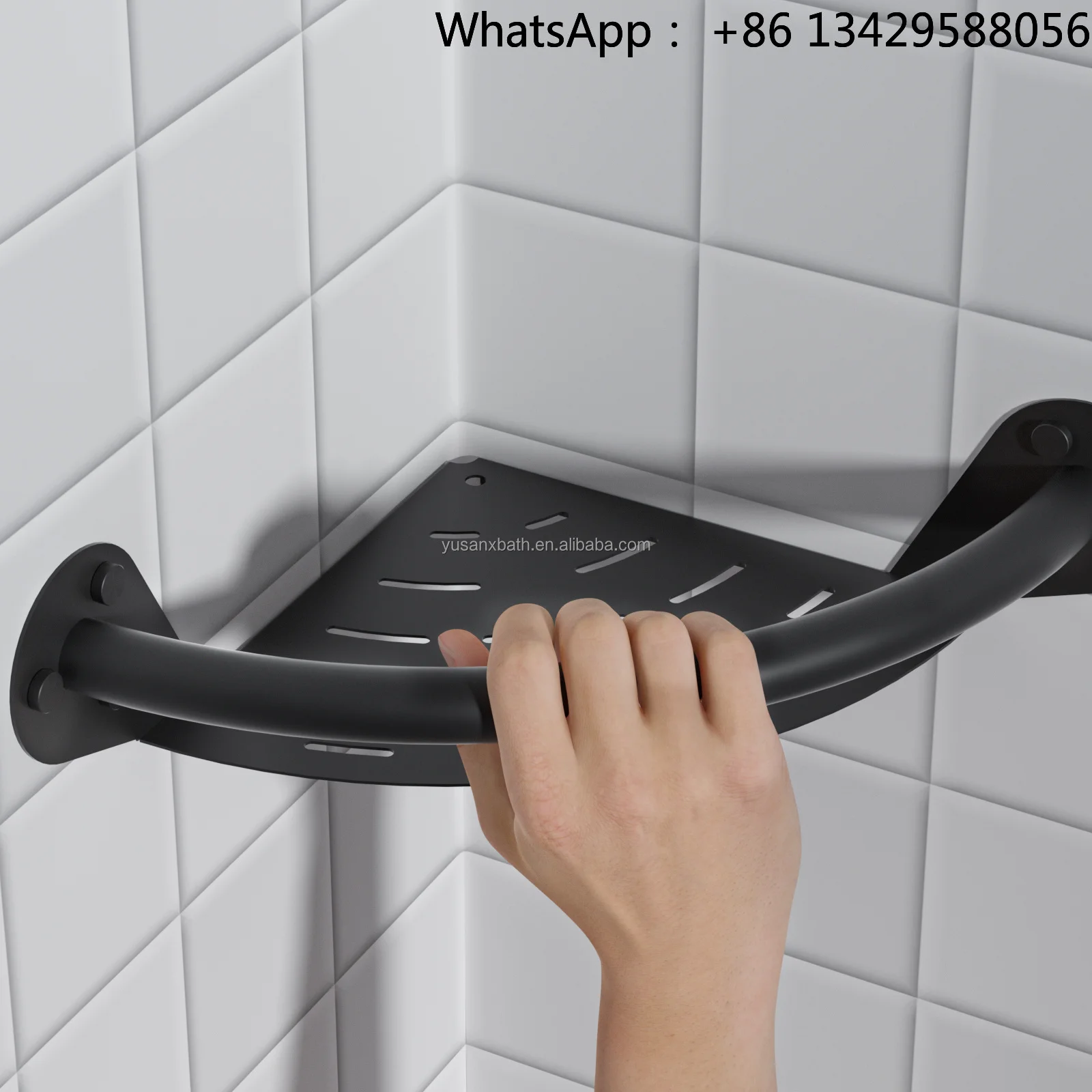 Modern 2.0mm SUS 304 Black Shower Caddy Bathroom Shower Corner Shelf Organizer Rack Wall Mounted Basket Accessories