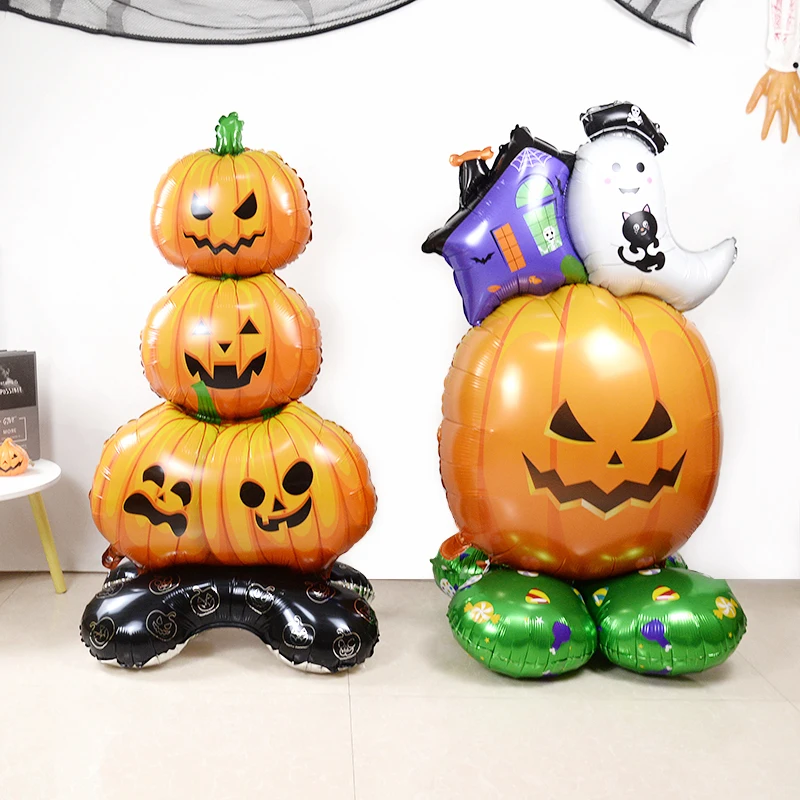 Halloween 3D Design Standing Balloon Pumpkin Monster Giant Tree Witch Foil Balloon Halloween Theme Party Window Decorations Prop