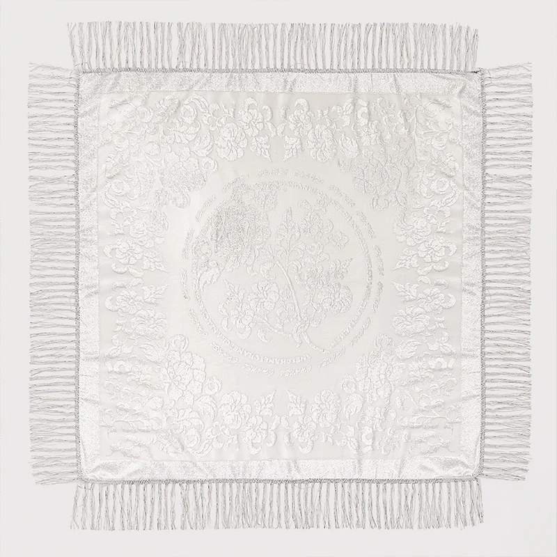 2025 New Spring and Summer Brand 110X110cm Retro National Style Velvet Jacquard Fringe Square Scarf Fashion Sunscreen Lady Shawl
