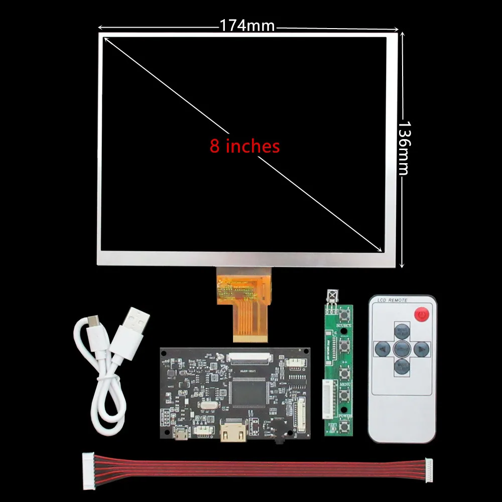 Imagem -02 - Polegada Ips Tela Lcd Monitor Driver Placa de Controle Áudio Hdmi-compatível para Raspberry pi Banana pi Placa Desenvolvimento 8