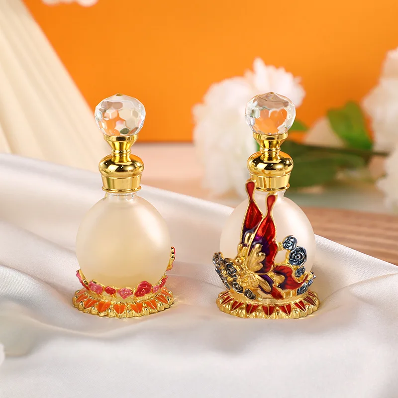 60 X Butterfly Rose Enamel Process Perfume Glass Bottle Empty Spherical 20ML Refillable Cosmetic Decorative Essential Oil Bottle