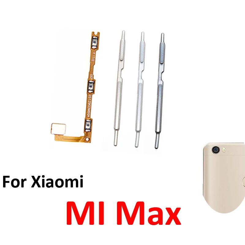 Phone Power Volume Button For Xiaomi MI Max New On Off Up Down External Key Internal Flex Cable Replacement Repair Parts Gold