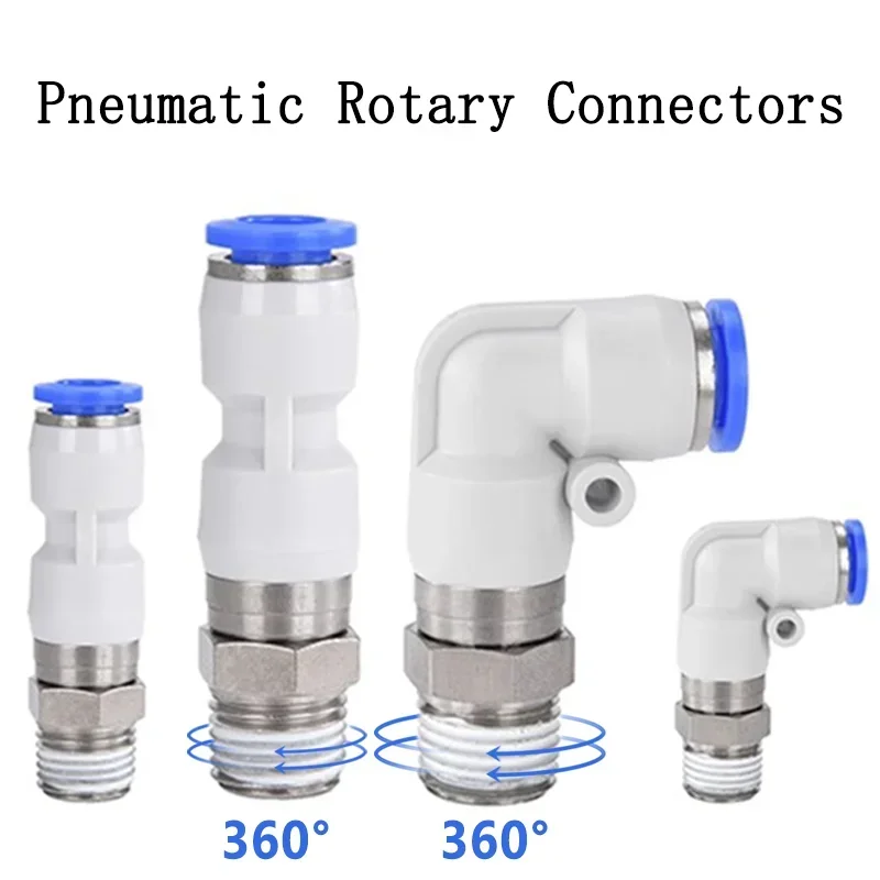 Pneumatic Rotary Connectors Swivel Fittings 360° Rotation Male Thread M5 1/4 1/2 Hose Joint 6/8/10mm Revolute DEUBLIN Connector