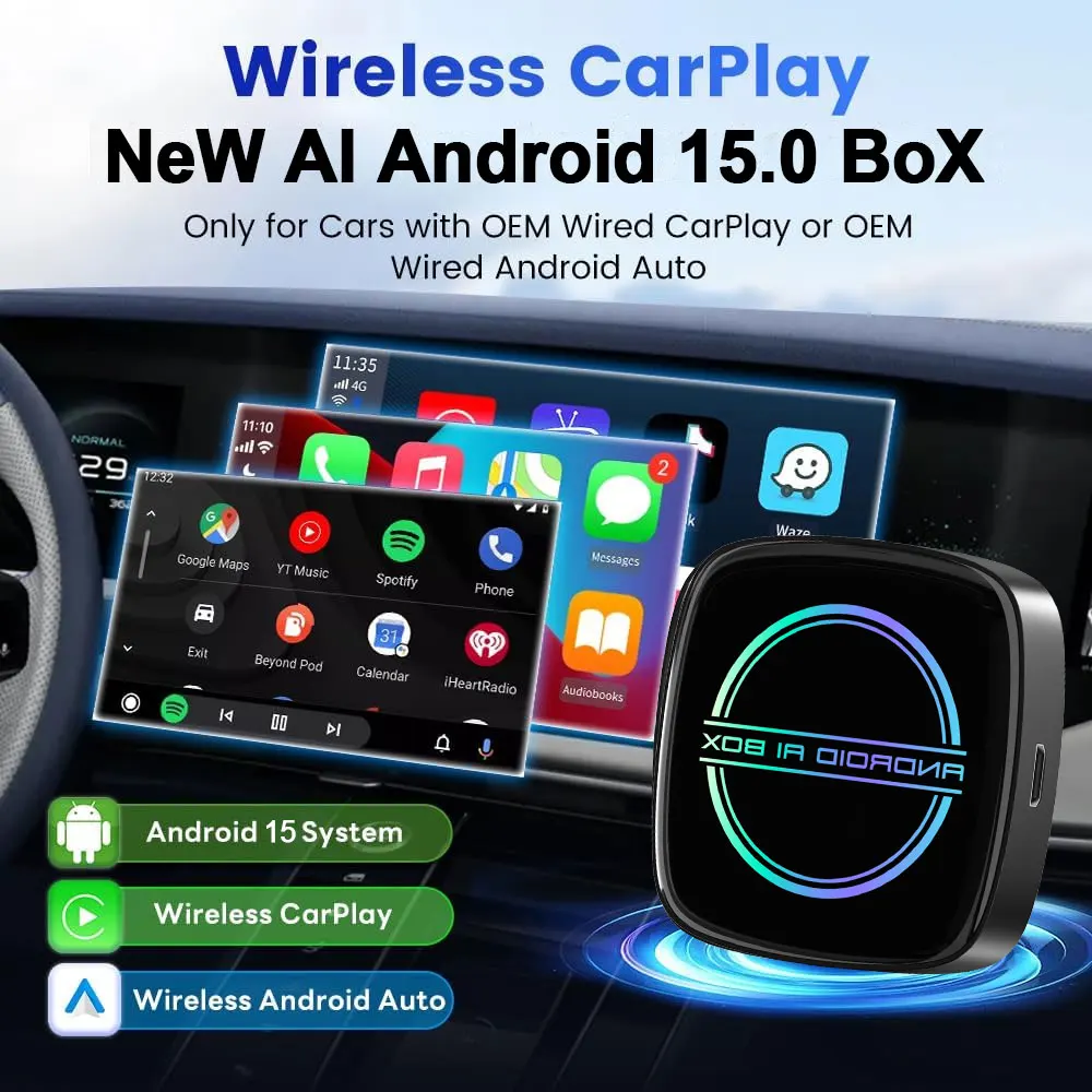 WOOBOOBOX Gt8d Qualcomm 6350 Car Play Aibox Car Pay GPS Android 15