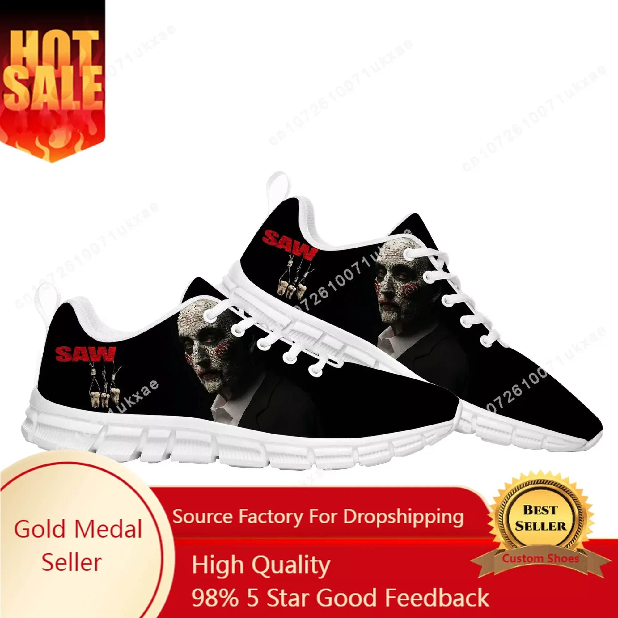 

Saw Movie Horror Jigsaw Puppet Sports Shoes Mens Womens Sneakers Parent Sneaker Customize Shoe