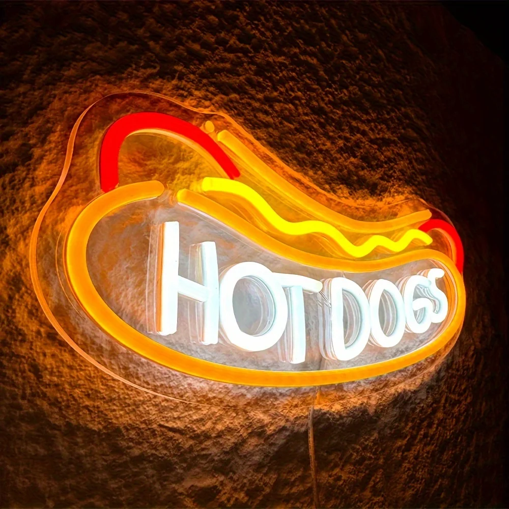 HOT DOGS Neon Signs for Wall Decor Neon Lights for HOT DOGS Shop Led Business Signs Suitable for Fast Food shops