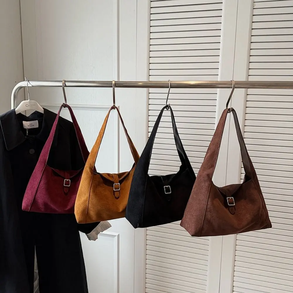 

Korean Style Suede Tote Bag Tote Bag Solid Color Large Capacity Handbag PU Leather Large Capacity Underarm Packs Office Worker