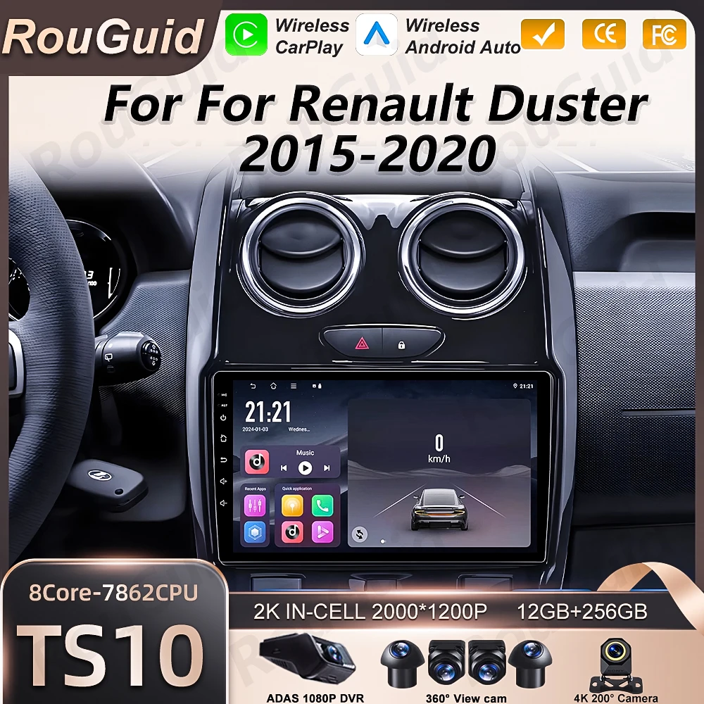 

Автомагнитола Android 16 для Renault Duster 2015-2020, мультимедийный плеер с Carplay, GPS-навигацией, стереосистемой и DSP