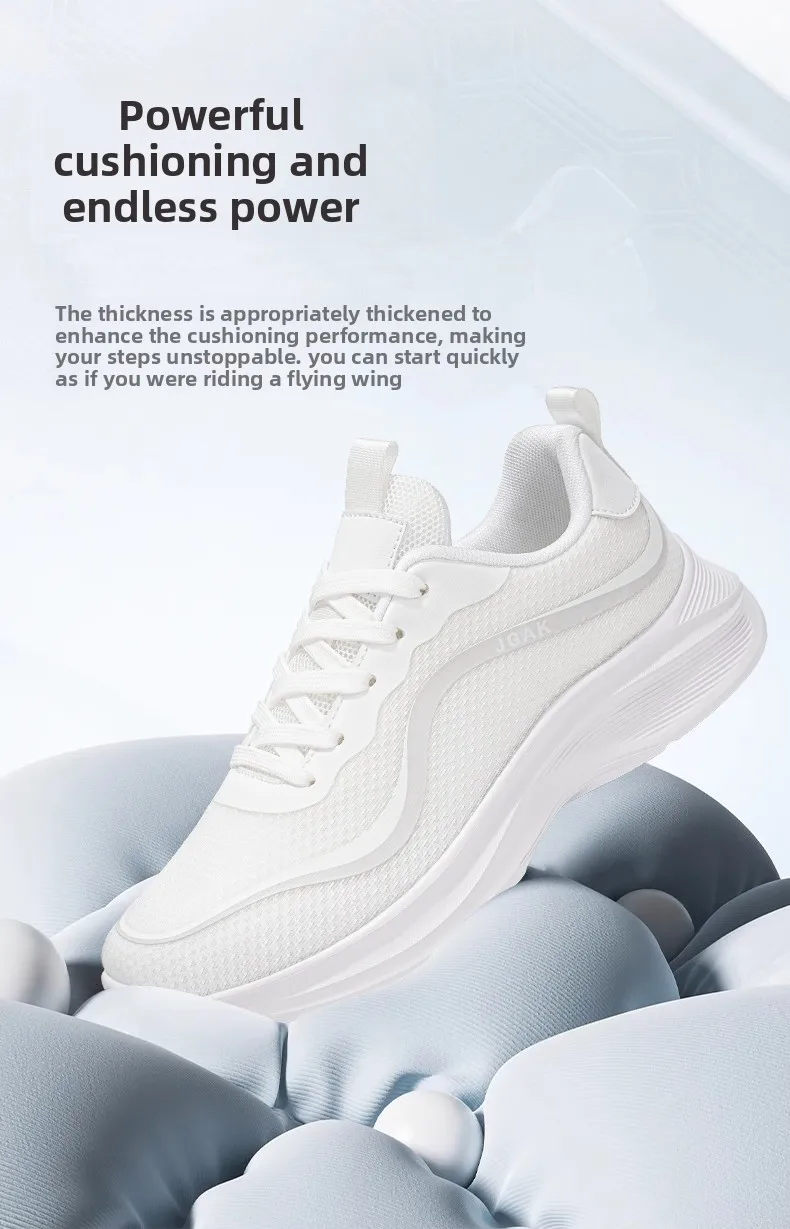 Große Herren-Sneaker in Weiß, leichte, atmungsaktive, lässige Sportschuhe, modische, flache, weiche Sohle, Walking-Trainer, Übergröße 39–48 – Detail 5