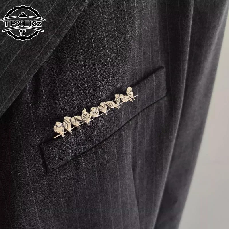 Vintage Birds Brooch Cute Animal Pin Fun Playful Collar Pin Jewelry Multifunctional Suits Jackets Minimalist Brooch Accessory