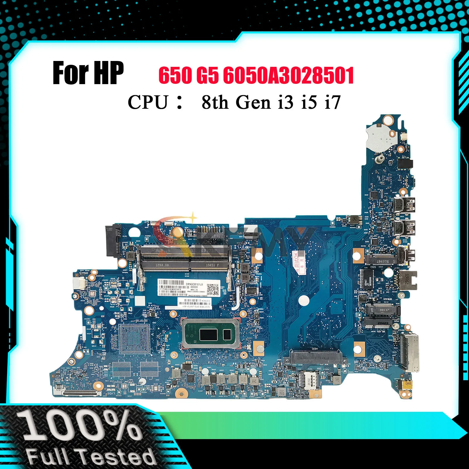 6050A3028501 Voor HP ProBook 650 G5 Laptop Moederbord L58731-601 L58733-601 Met i5 i7 8e Gen CPU UMA DDR4 100% Volledig Getest