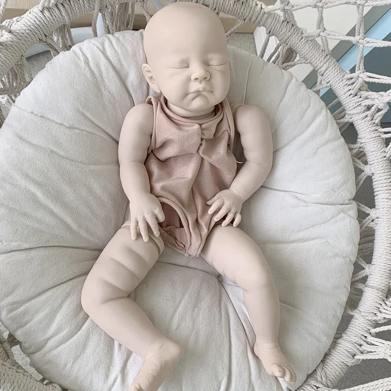 

22Inch 55cm Reborn Doll Parts August Sleeping Baby 3D Painting with Visible Veins Cloth Body Included