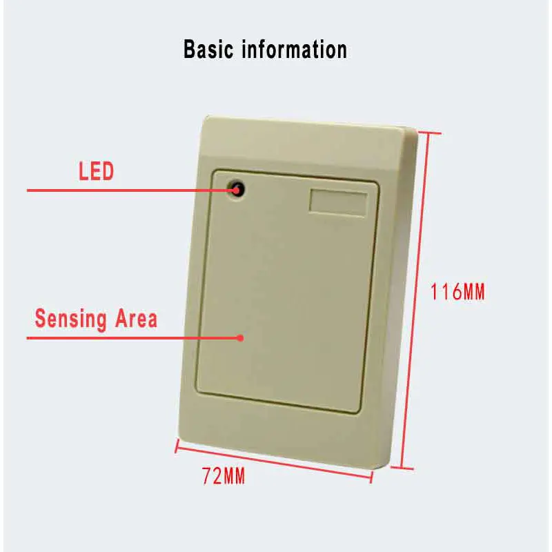 Smart RFID Reader EM ID Reader 125K Wiegand 26/34 Output Suit For Access Control Sn:A2D