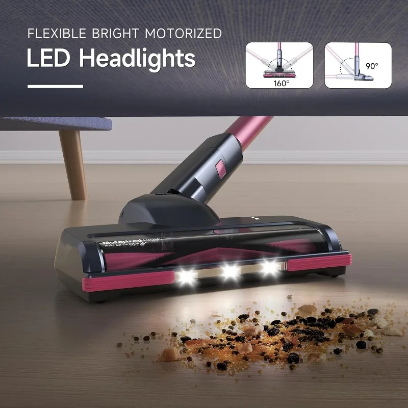 Lubluelu Cordless Vacuum Cleaner,25000Pa Cordless Stick Vacuum with 235W Brushless Motor, 50min Runtime, Detachable Battery