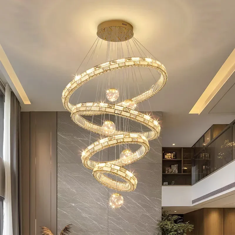 大型シャンデリア 高級クリスタル リビングルームシャンデリア 自宅別荘 空き階段シャンデリア