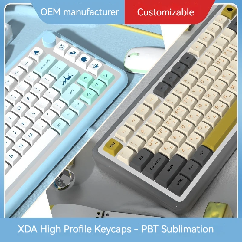 Xda Profile English Keycaps Simple Color Xda Pbt Sublimation Keycaps For Mx Switch Mechanical Keyboard Iso Enter For E-Sports