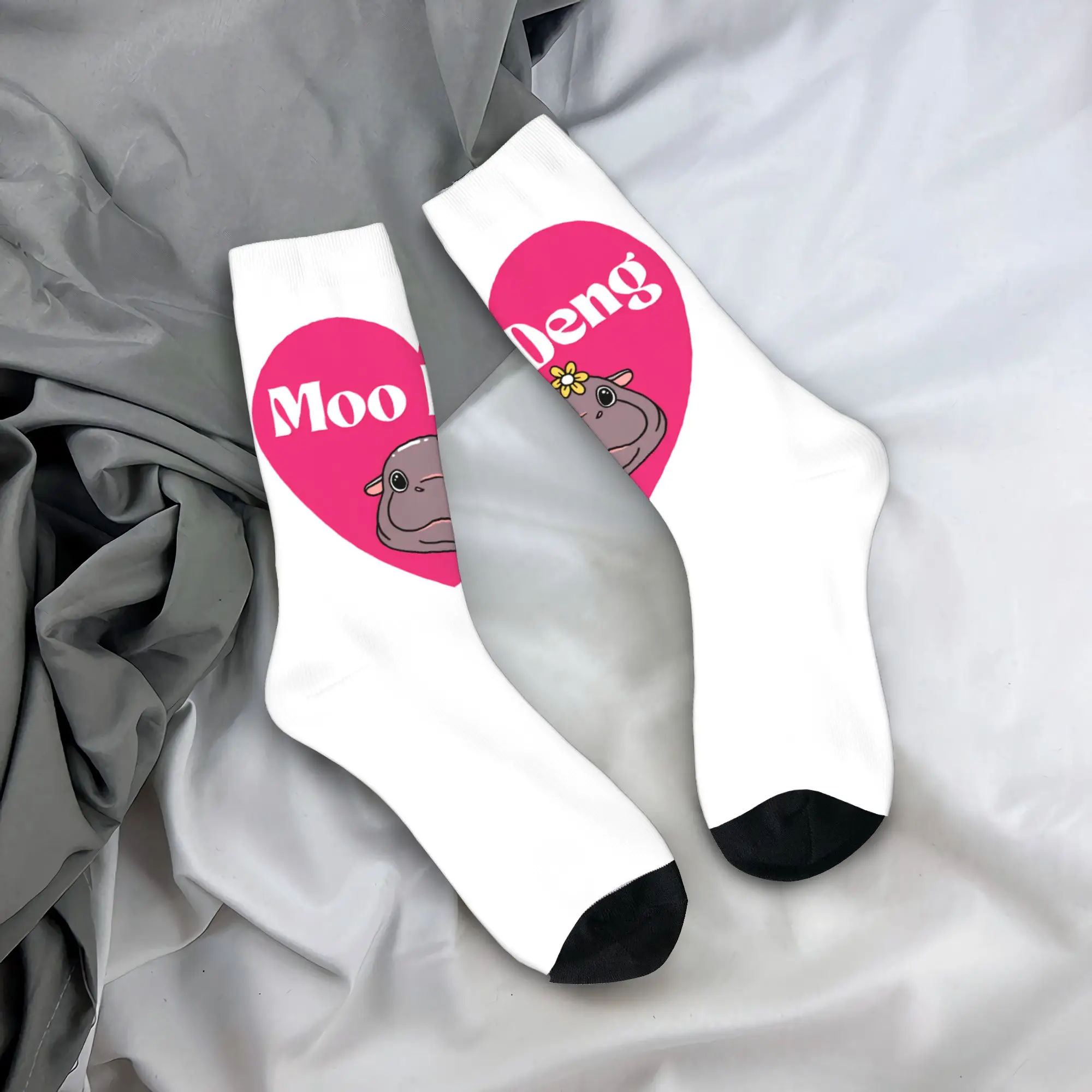 Moo Deng  Stockings Unisex Men  Socks Soft Breathable Leisure Socks Autumn Cycling Non Slip Design Socks Gift