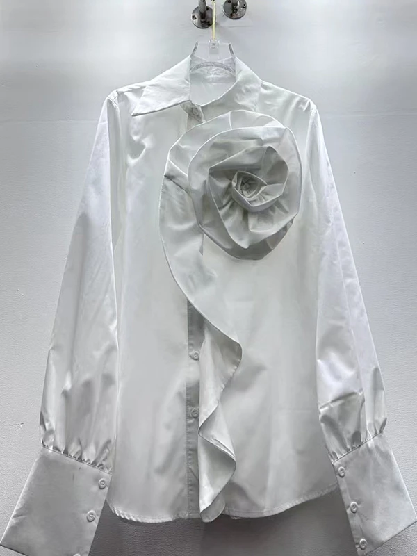 

Высококачественная модная белая корейская одежда свободного кроя с длинным воротником-свечом, универсальная женская одежда Ele...