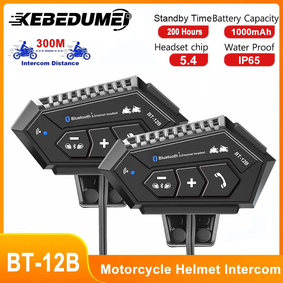 

BT-12B мотоциклетный домофон Bluetooth 5,4 гарнитура для шлема беспроводной мото домофон IP56 водонепроницаемый MP3-плеер комплект динамиков