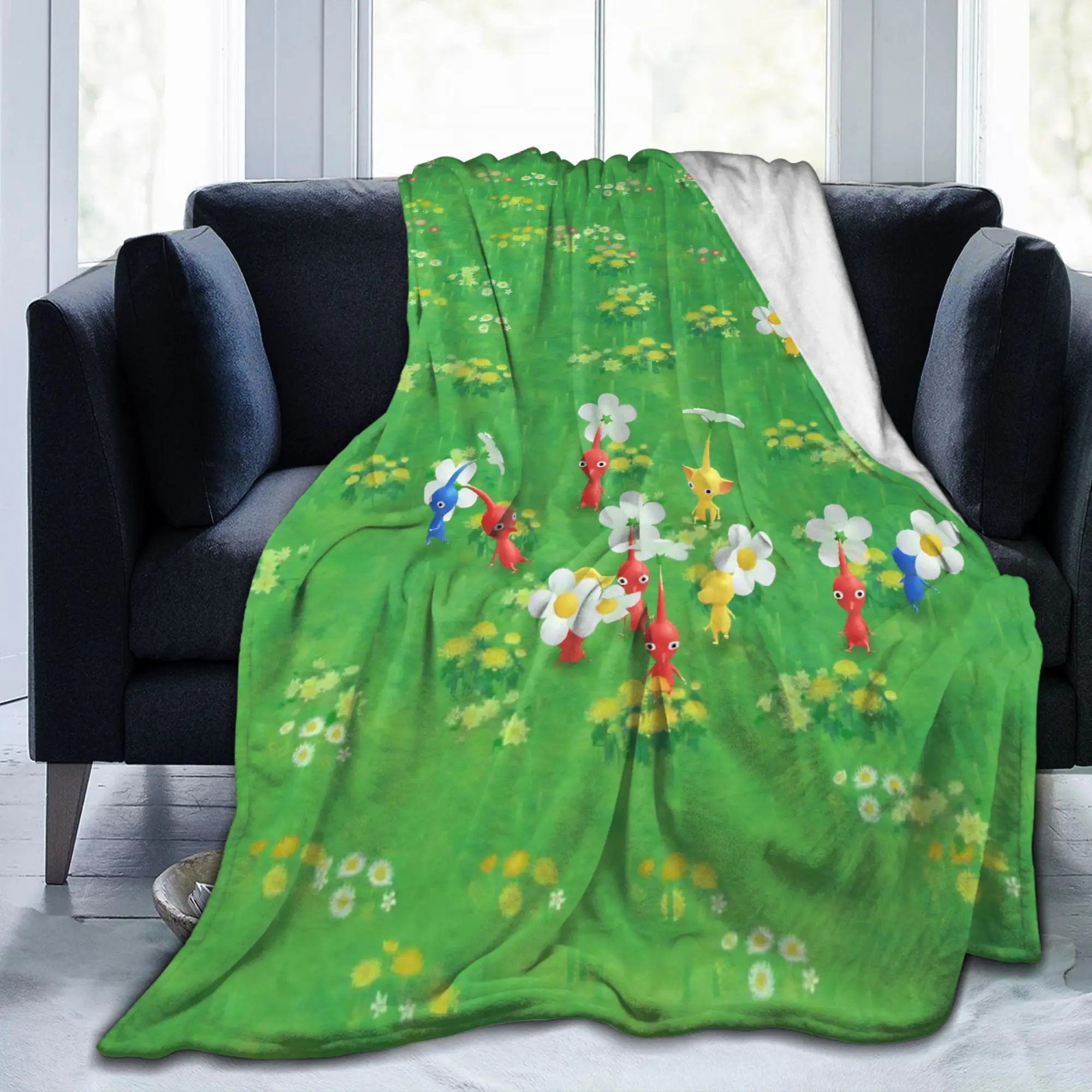 Pikmins Family Cute Fun Knitted Blanket Game Anime Plush Bedding Throw Blankets Bed Sofa Soft Warm Decoration Multi-function