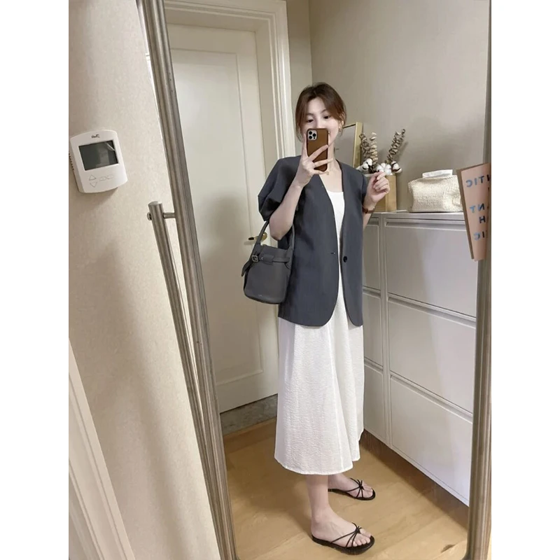 ay Bubble Sve Suit Jaet Damen Loose Oberbekleidung ort Sve Open Cardigan Casual Vielseitig Fem Faion Summer