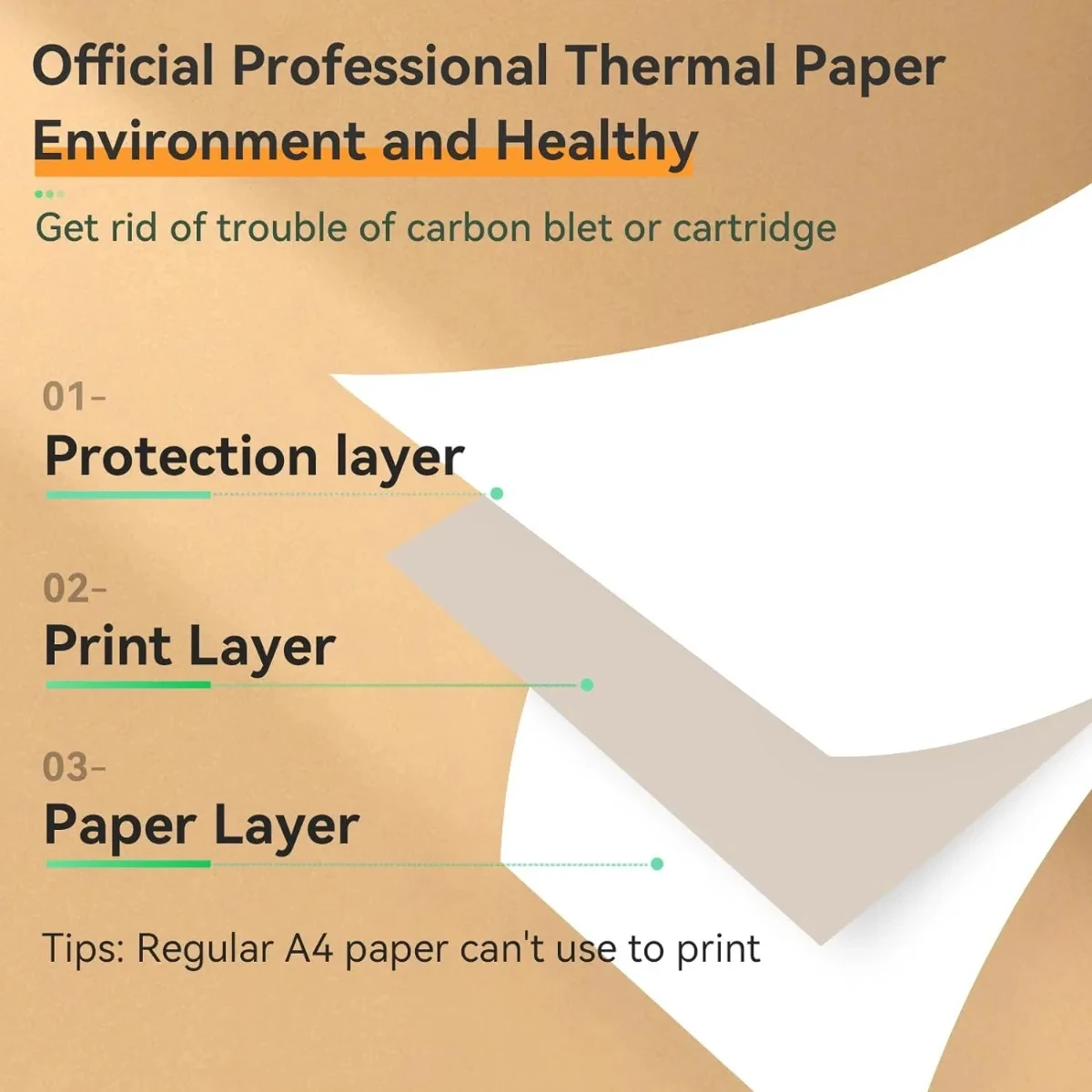 PeriPage-papel de impresora térmica A4 de larga duración, 2 rollos, 8,5X11 pulgadas, para impresora portátil de imágenes A40, para teléfono