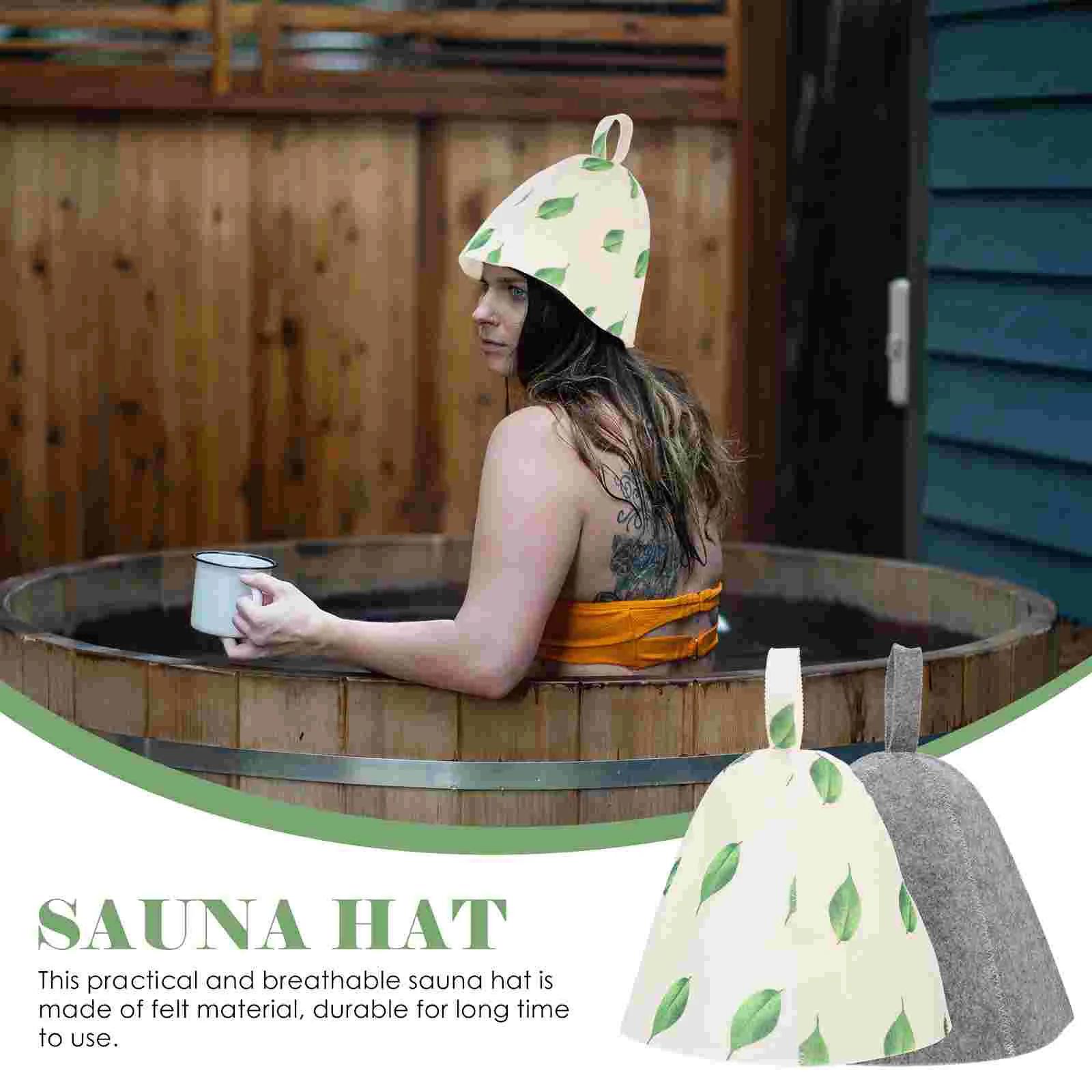 2 Pcs Sauna Cap Headwear Shower Caps for Women Felt Bath Hanging Hat Premium Breathable Comfortable Spa Hair