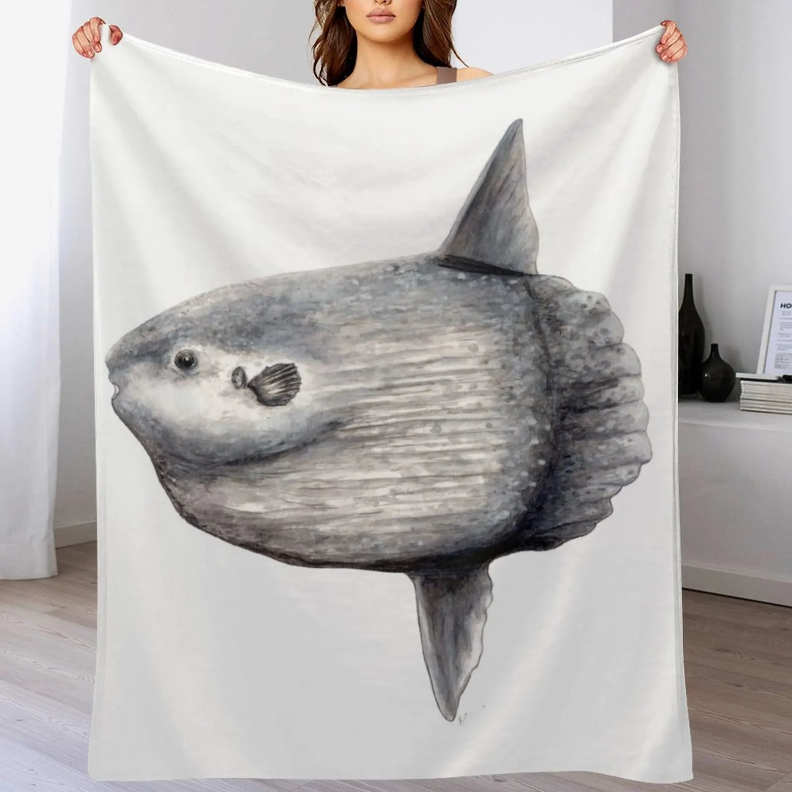 

Ocean sunfish (Mola mola) Throw Blanket Fluffy Cozy Throw Blanket for Home Decor