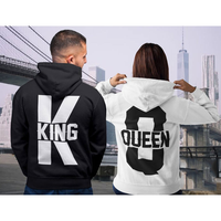 2024 New King and Queen Couple Outfit Hoodies on Autumn Winter Men's Casual Wear Long-sleeved Hooded Pullover Tops