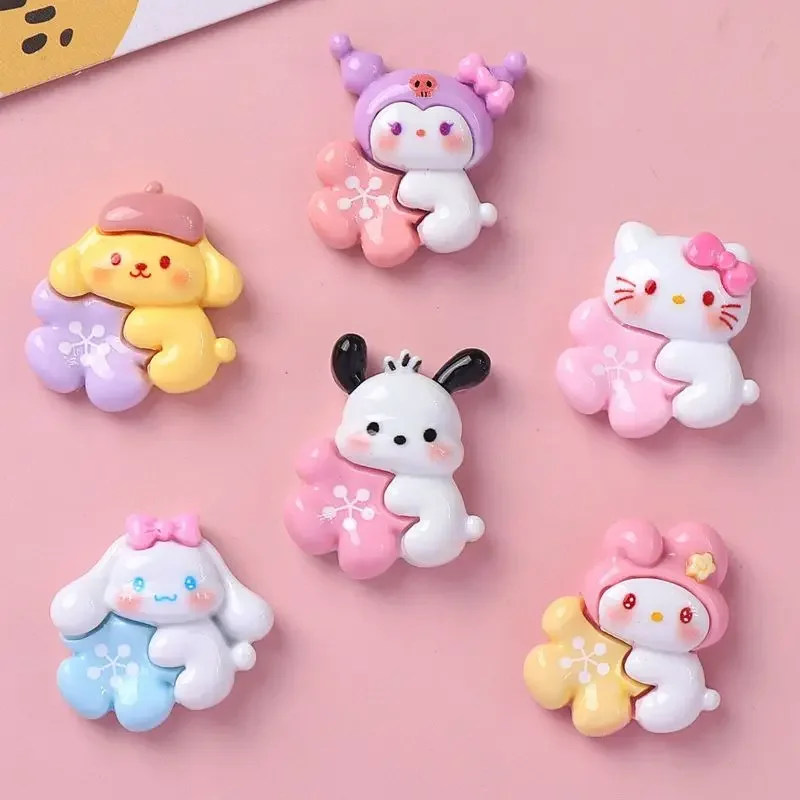 10 Stuks Kawaii Cartoon Sakura Kitten, Puppy Series Hars Plat Rug Plakboek Beeldje Diy Boog Decor Accessoires Ambachten