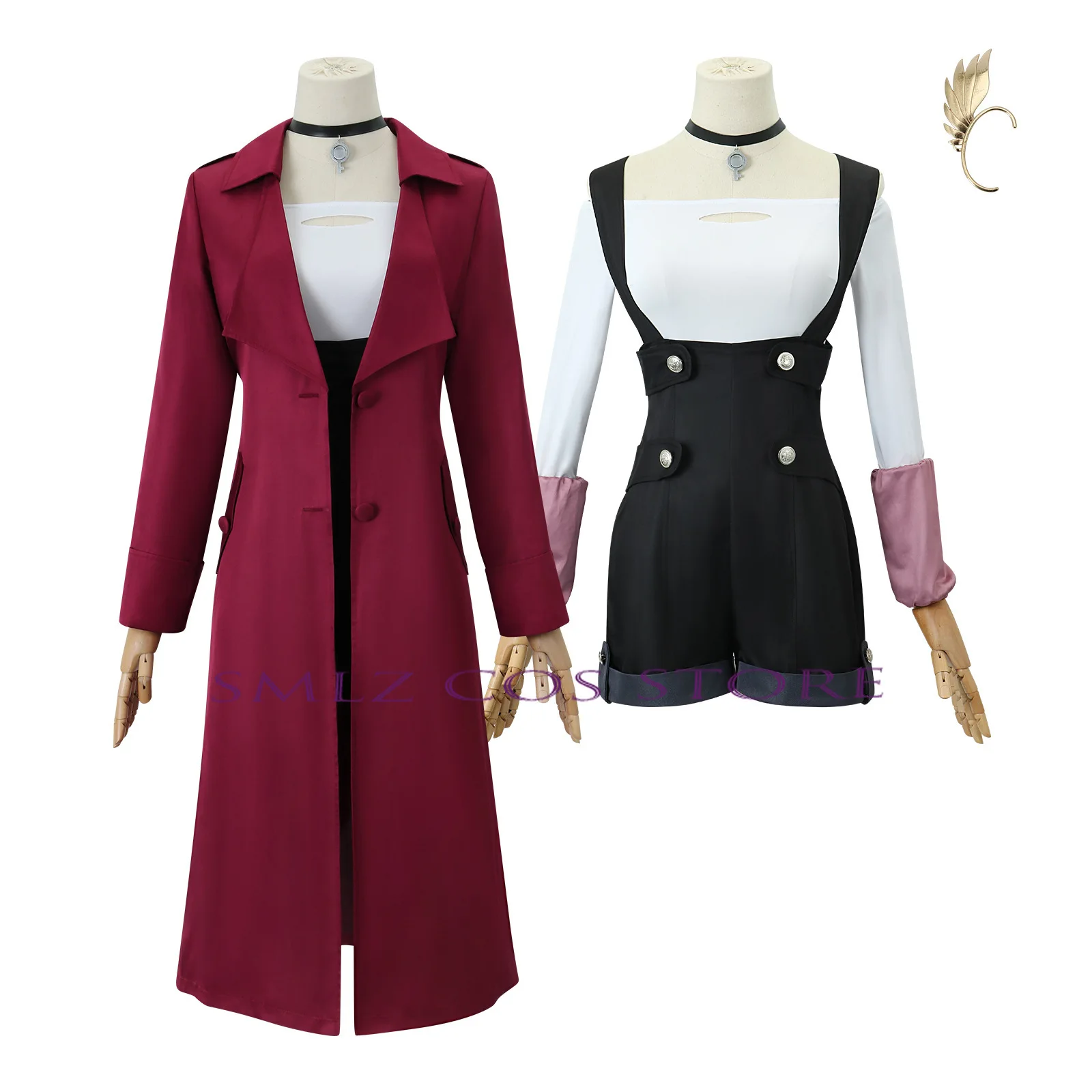 Rouge Cosplay Anime Metallic Rouge Cosplay Kostuum Uniform Rode Loopgraaf Rompertjes Pruik Set Halloween Partij Rol Outfit Voor Vrouwen