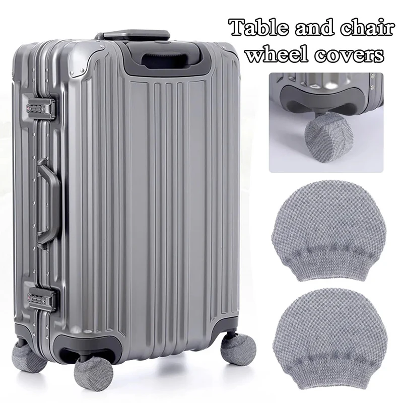 4pcs/set Universal Knitted Luggage Wheel Cover Multifunction Table Chair Leg Protector Solid Color Suitcase Roller Dustproof Cap