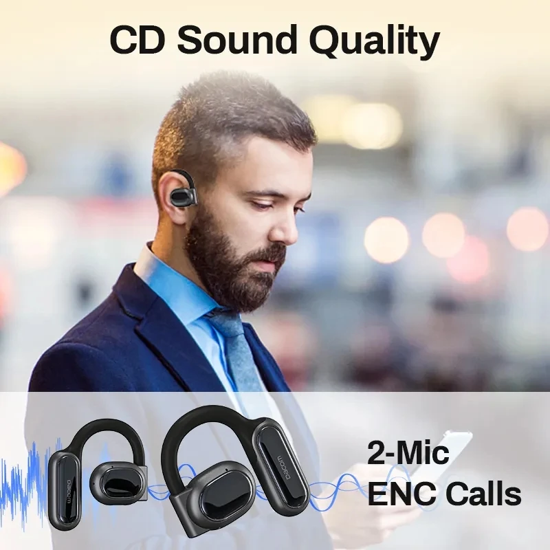 DACOM H11 OWS سماعات بلوتوث غير داخل الأذن لاسلكية مزدوجة الأذن معلقة ميكروفون مفتوح إلغاء الضوضاء مع صوت Hifi