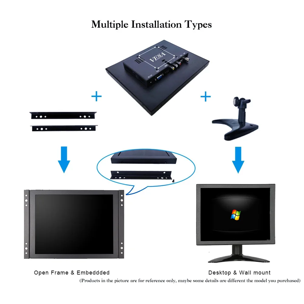 8 Inch 4:3 1024*768 Open Frame Industrial Monitor Resisitive Capacitive Touch Screen LCD Display With HDMI VGA  BNC AV USB