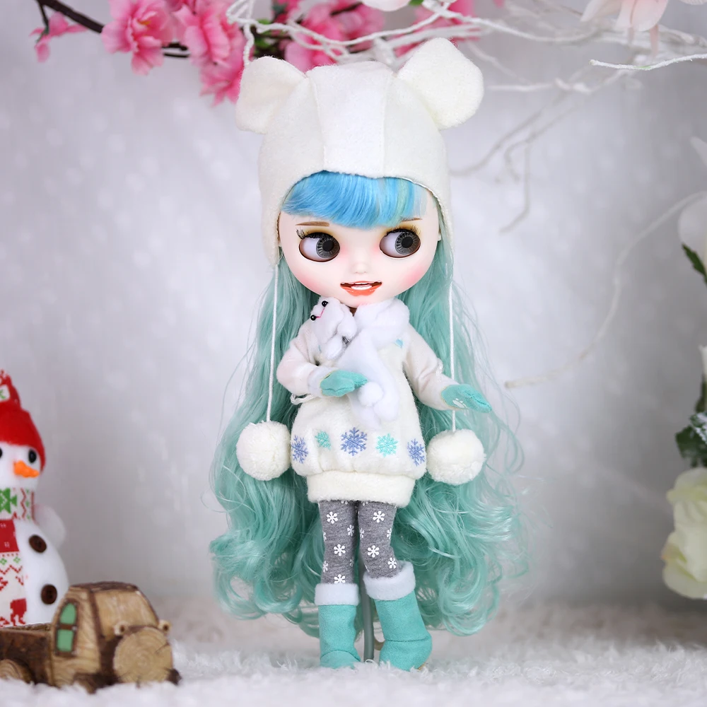 

ICY DBS Blyth 1/6 bjd dolls joint body custom face colorful hair Snowflake set includes hat and shoes girl boy gift toy