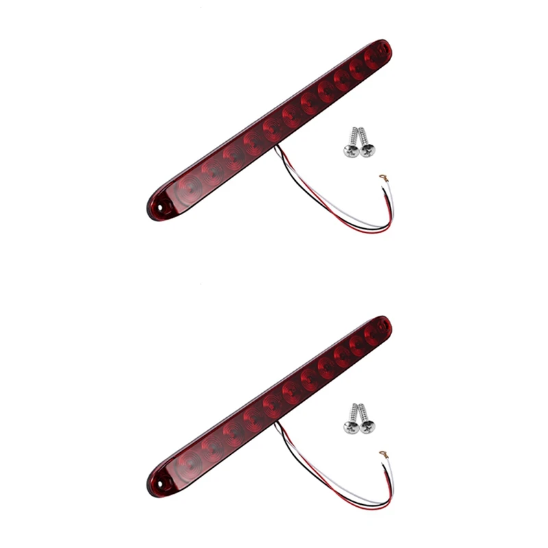 2Pcs Red 15 Inch 11 LED Light Bar Stop Turn Tail 3Rd Brake Light Truck Trailer Identification Id Bar Waterproof