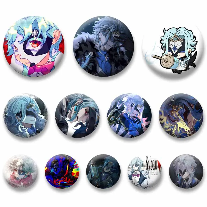 Funny Game Figure Dottore Round Brooch Cute Cartoon Role Playing Enamel Pin Enamel Badge for Backpack Hat Jewelry Accessories