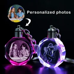 1PCS Free Personalized Gift Glow Keychain Gift with LED Light Love Family Holiday Commemorative Pendant Customized Photo Keyring