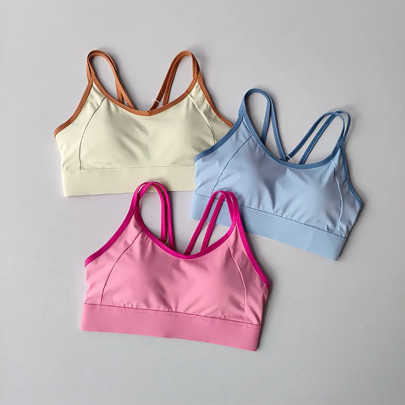 Hochintensiver Fitness-Sport-BH, stoßfest, verhindert Durchhängen, integrierter Stil, Laufunterwäsche, Kontrast-Weste-Top für Frauen – Detail 2